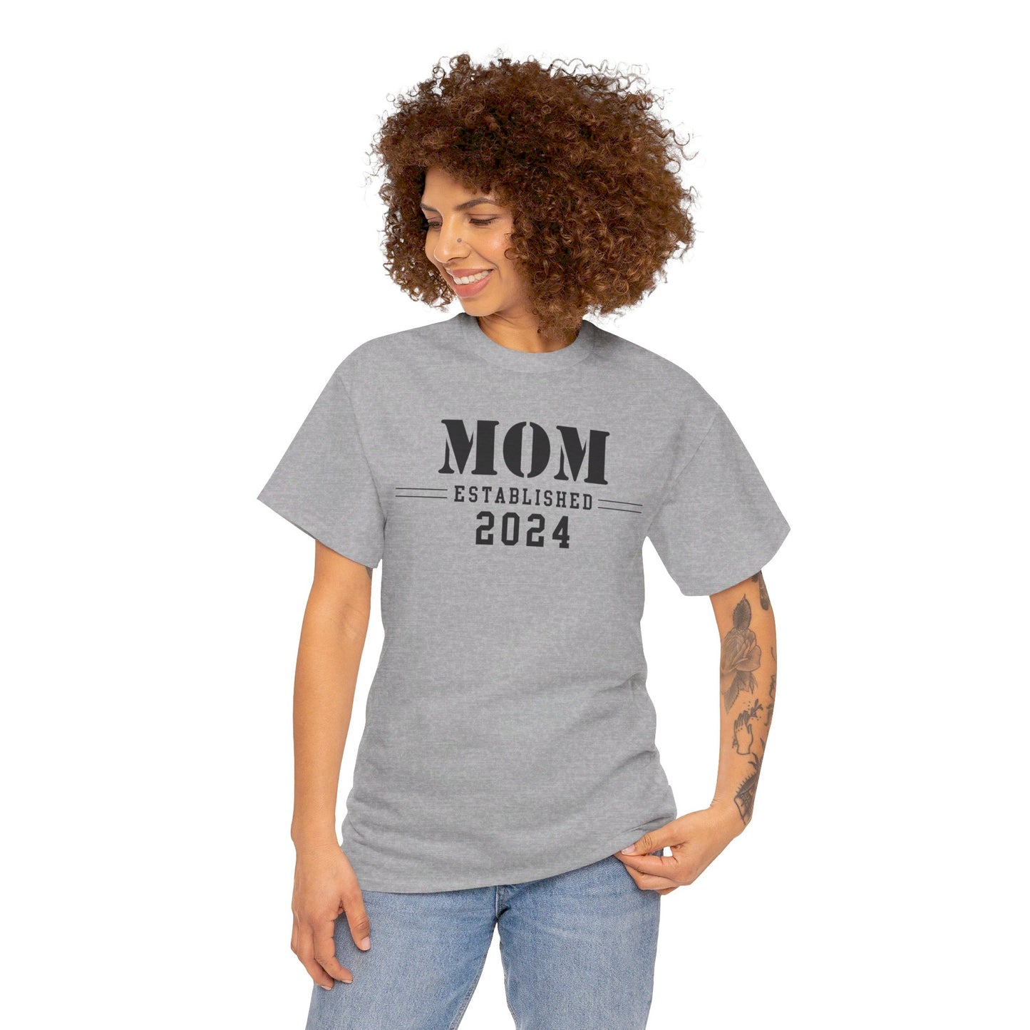 Mom Established 2024 Unisex Heavy Cotton Tee