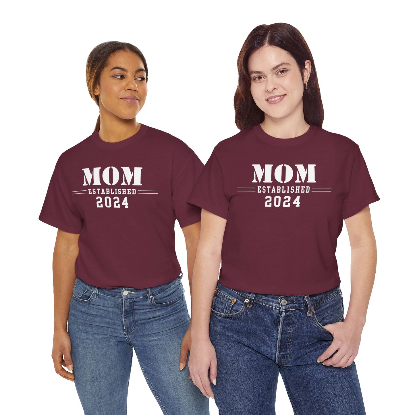 Mom Established 2024 Unisex Heavy Cotton Tee