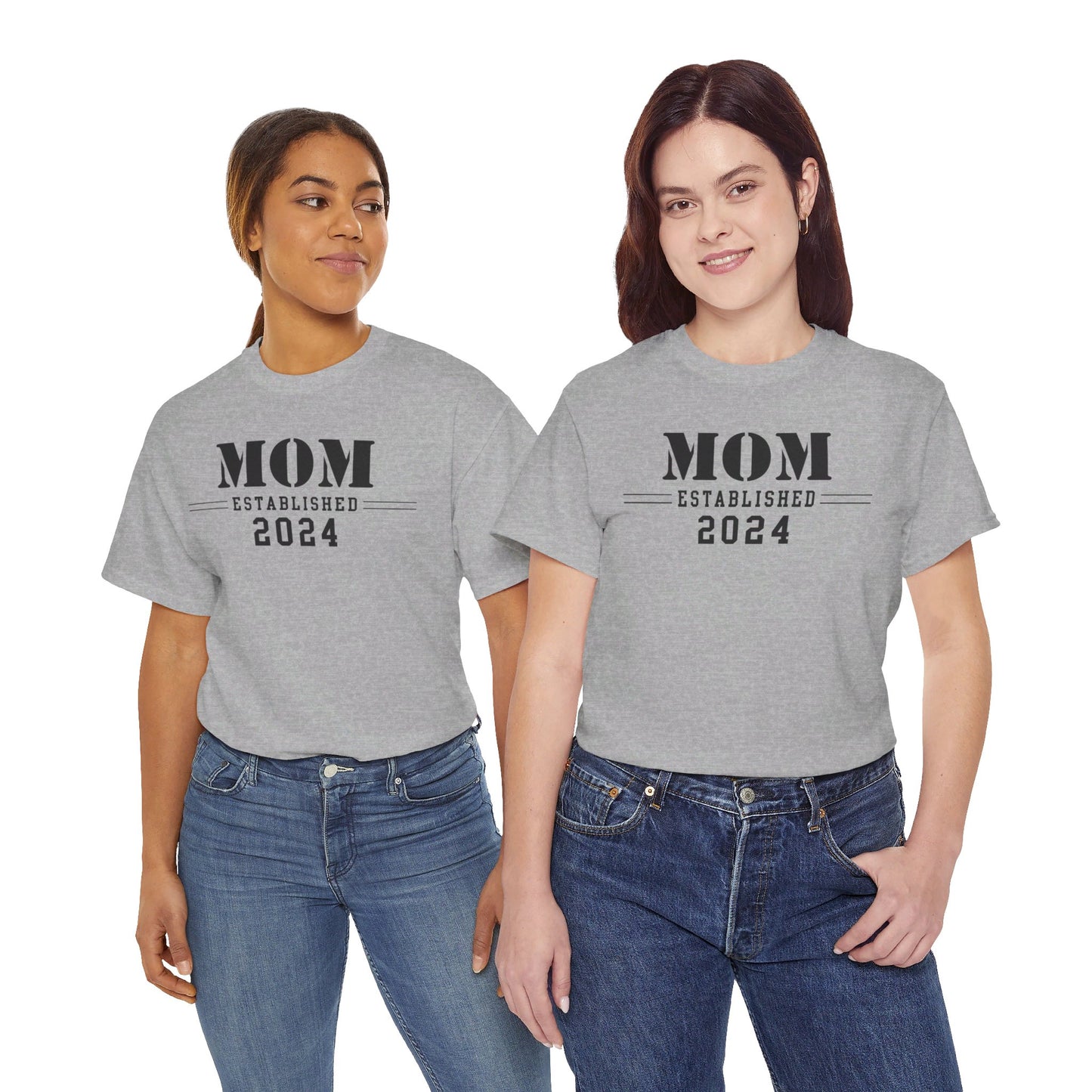 Mom Established 2024 Unisex Heavy Cotton Tee