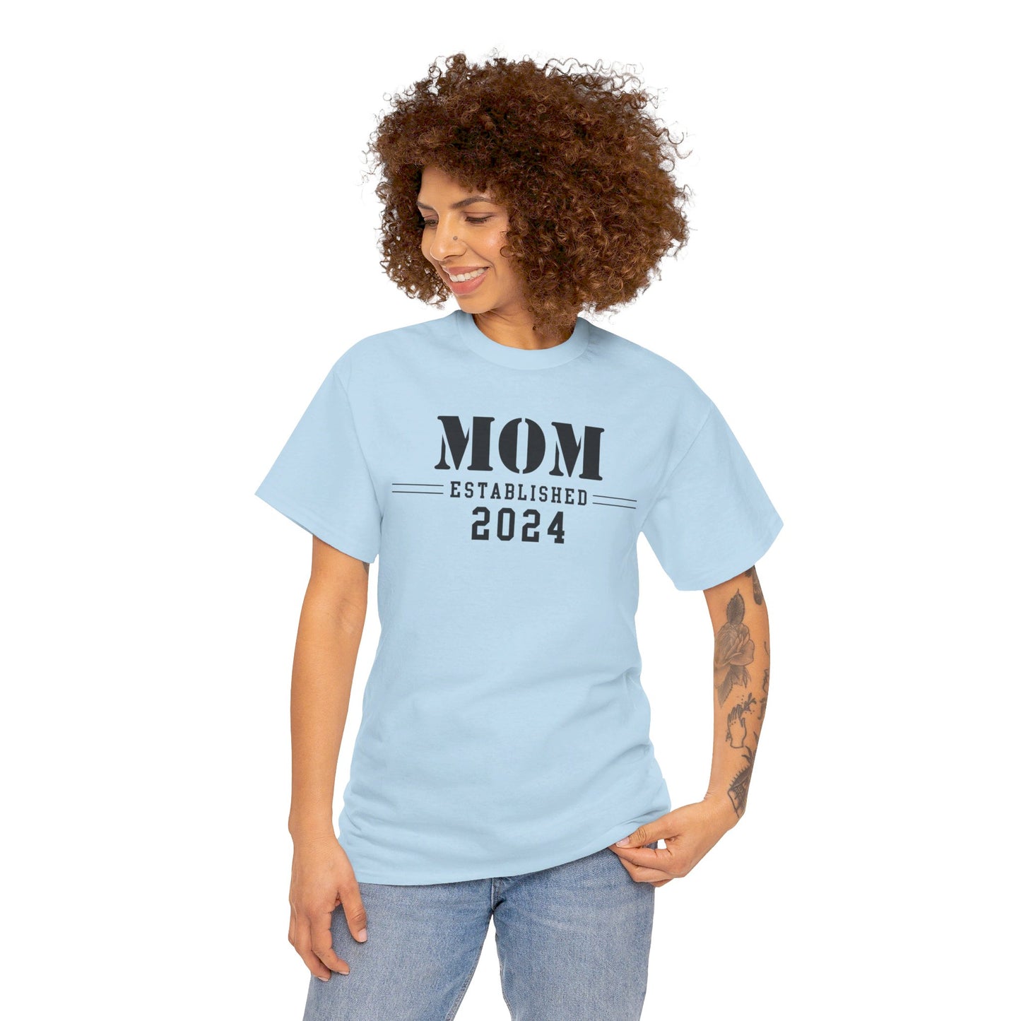 Mom Established 2024 Unisex Heavy Cotton Tee