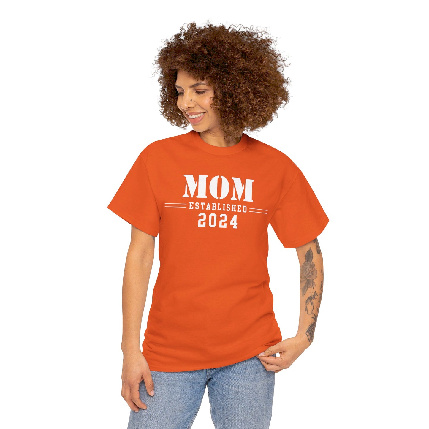Mom Established 2024 Unisex Heavy Cotton Tee