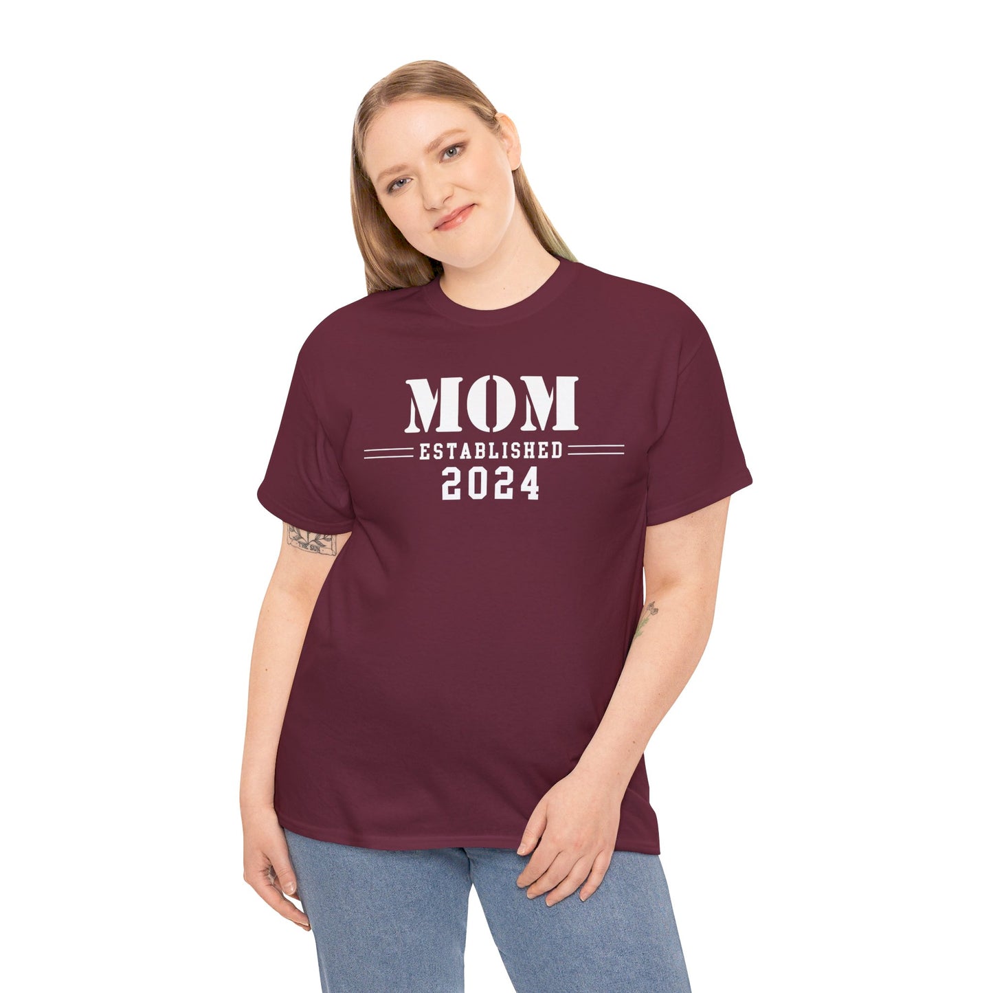 Mom Established 2024 Unisex Heavy Cotton Tee