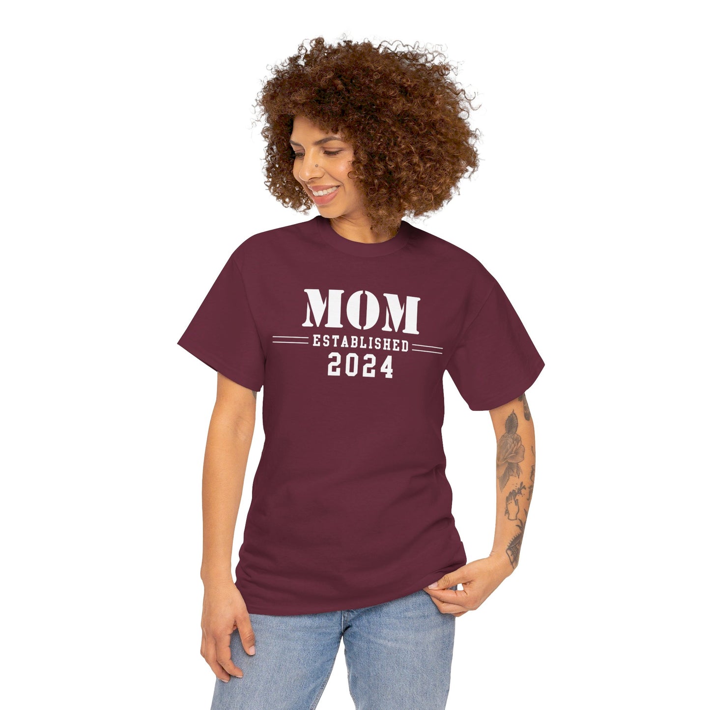 Mom Established 2024 Unisex Heavy Cotton Tee
