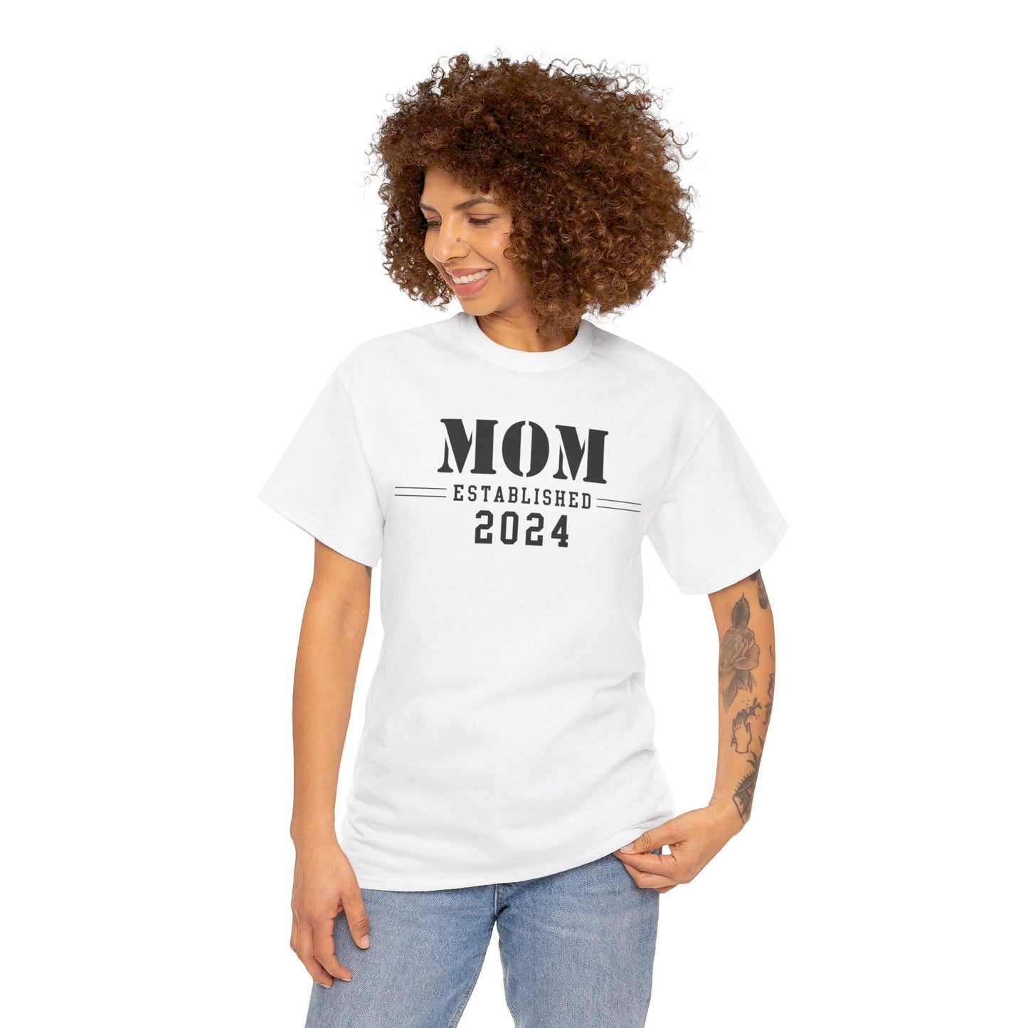Mom Established 2024 Unisex Heavy Cotton Tee