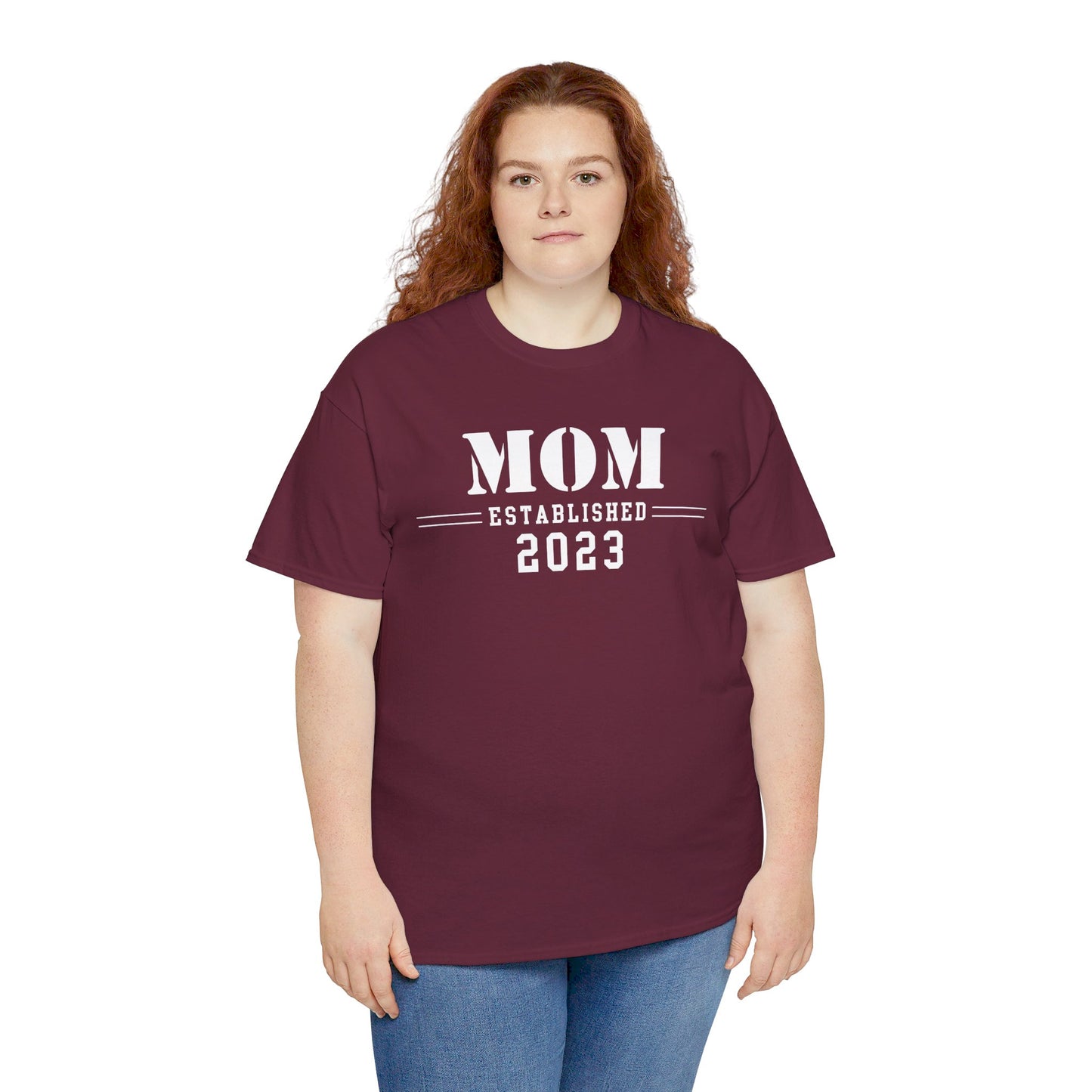 Mom Established 2023 Unisex Heavy Cotton Tee