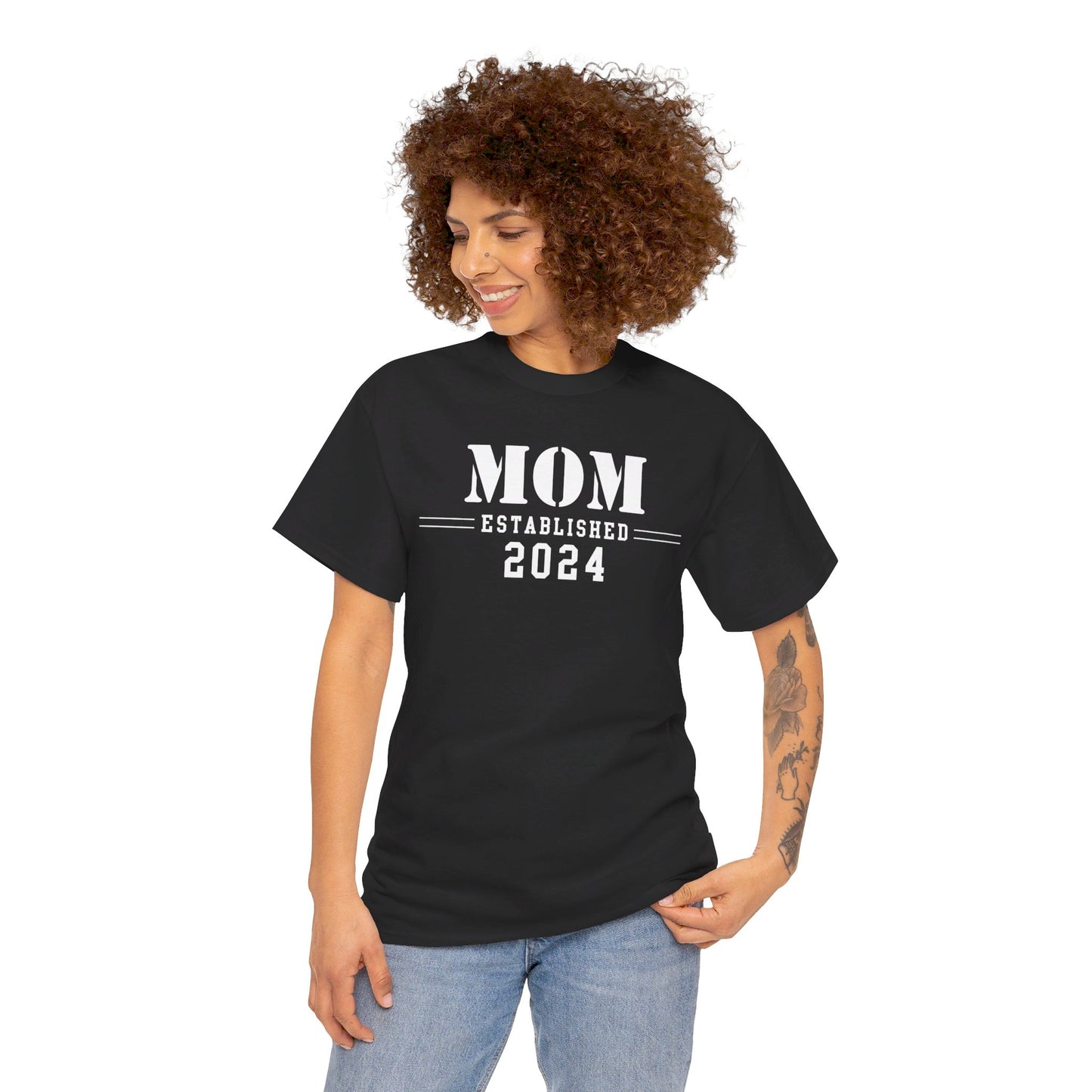 Mom Established 2024 Unisex Heavy Cotton Tee