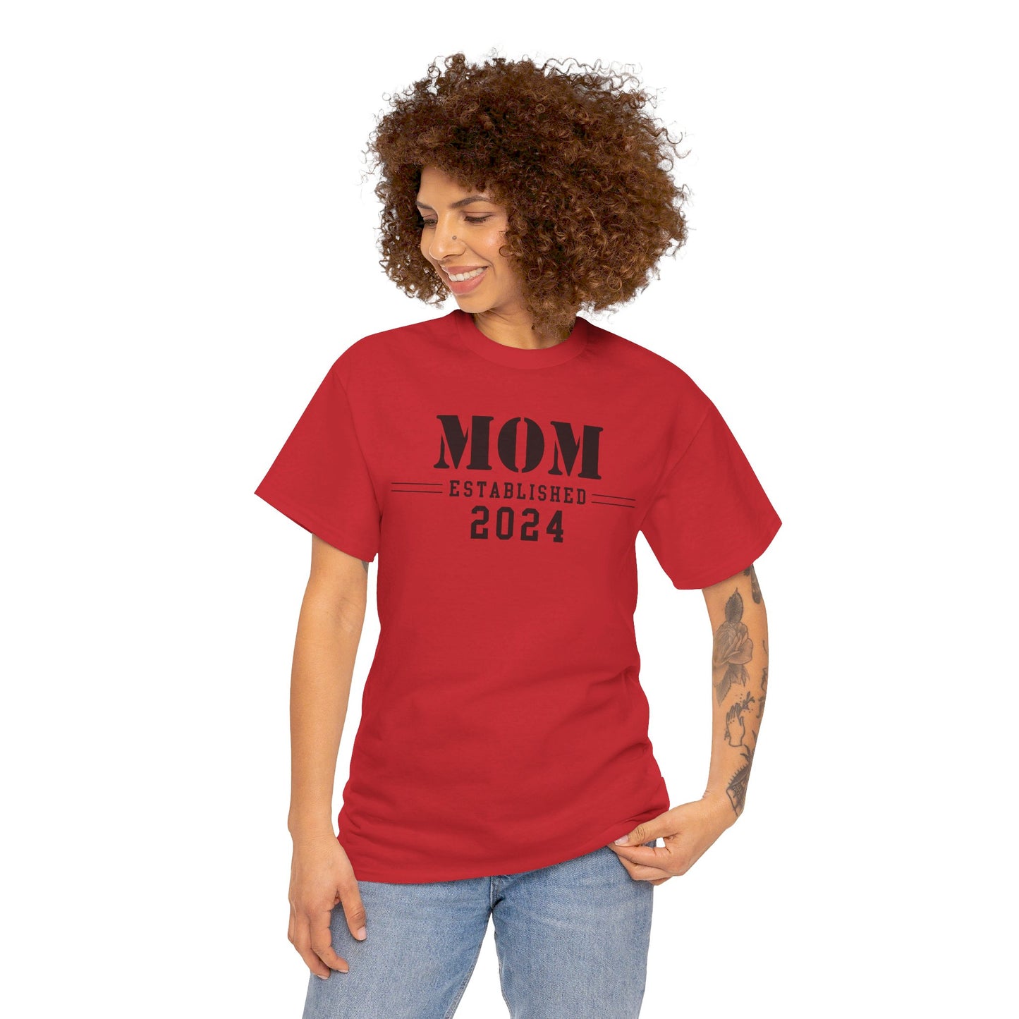 Mom Established 2024 Unisex Heavy Cotton Tee