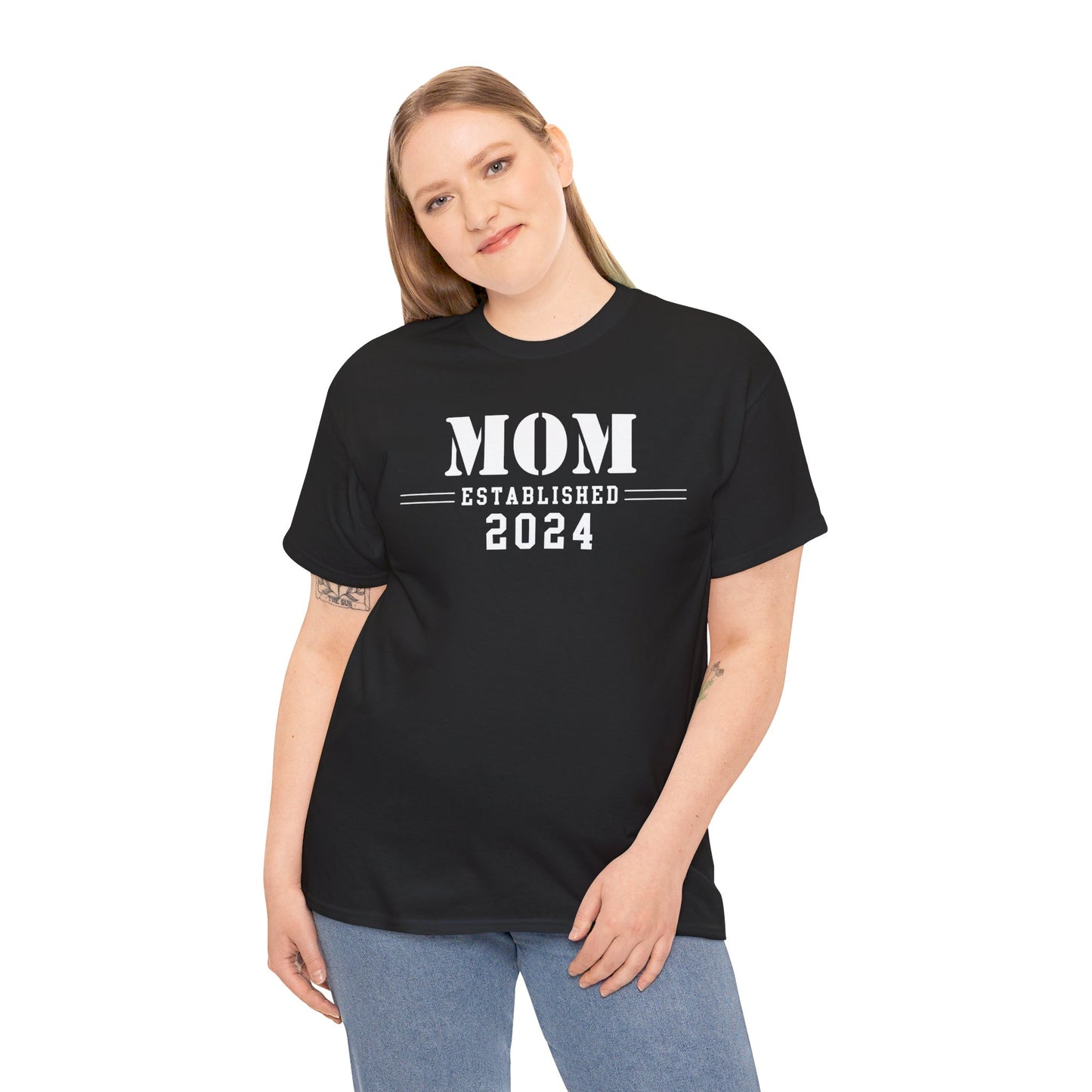 Mom Established 2024 Unisex Heavy Cotton Tee