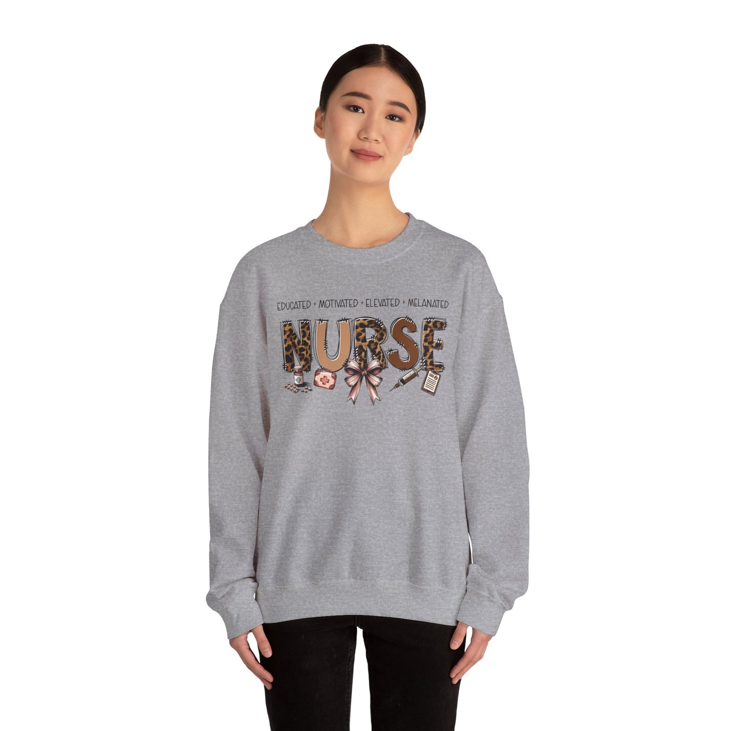 Educated Motivated Elevated Melanated Nurse Sweatshirt