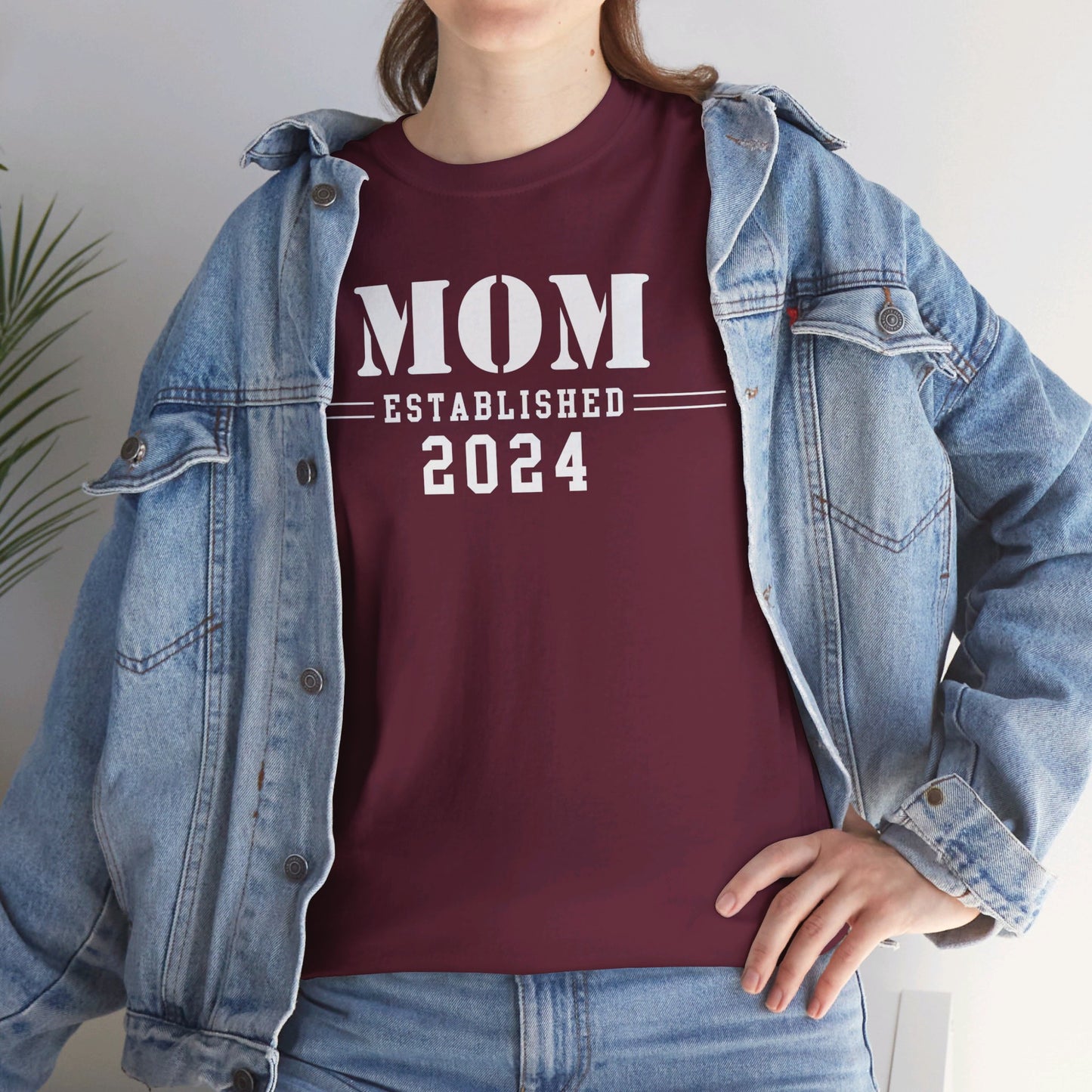 Mom Established 2024 Unisex Heavy Cotton Tee