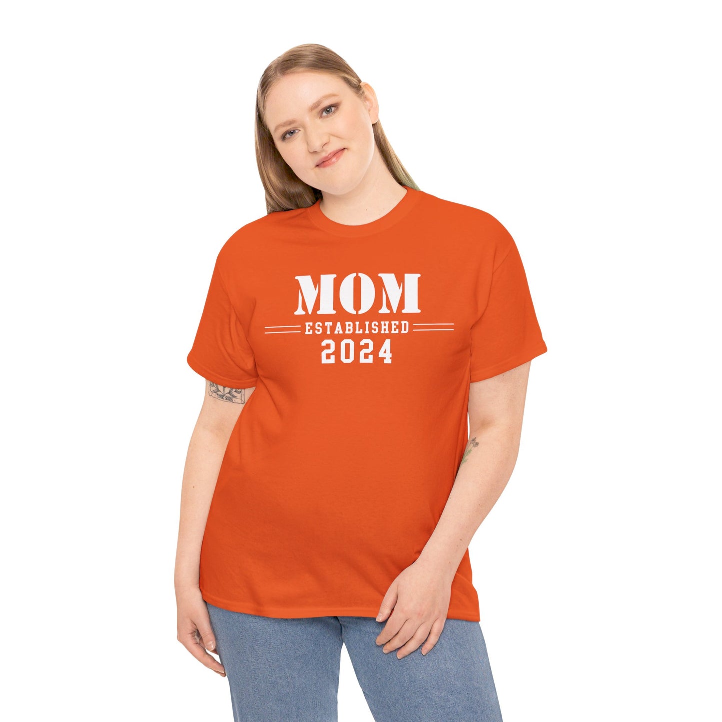 Mom Established 2024 Unisex Heavy Cotton Tee