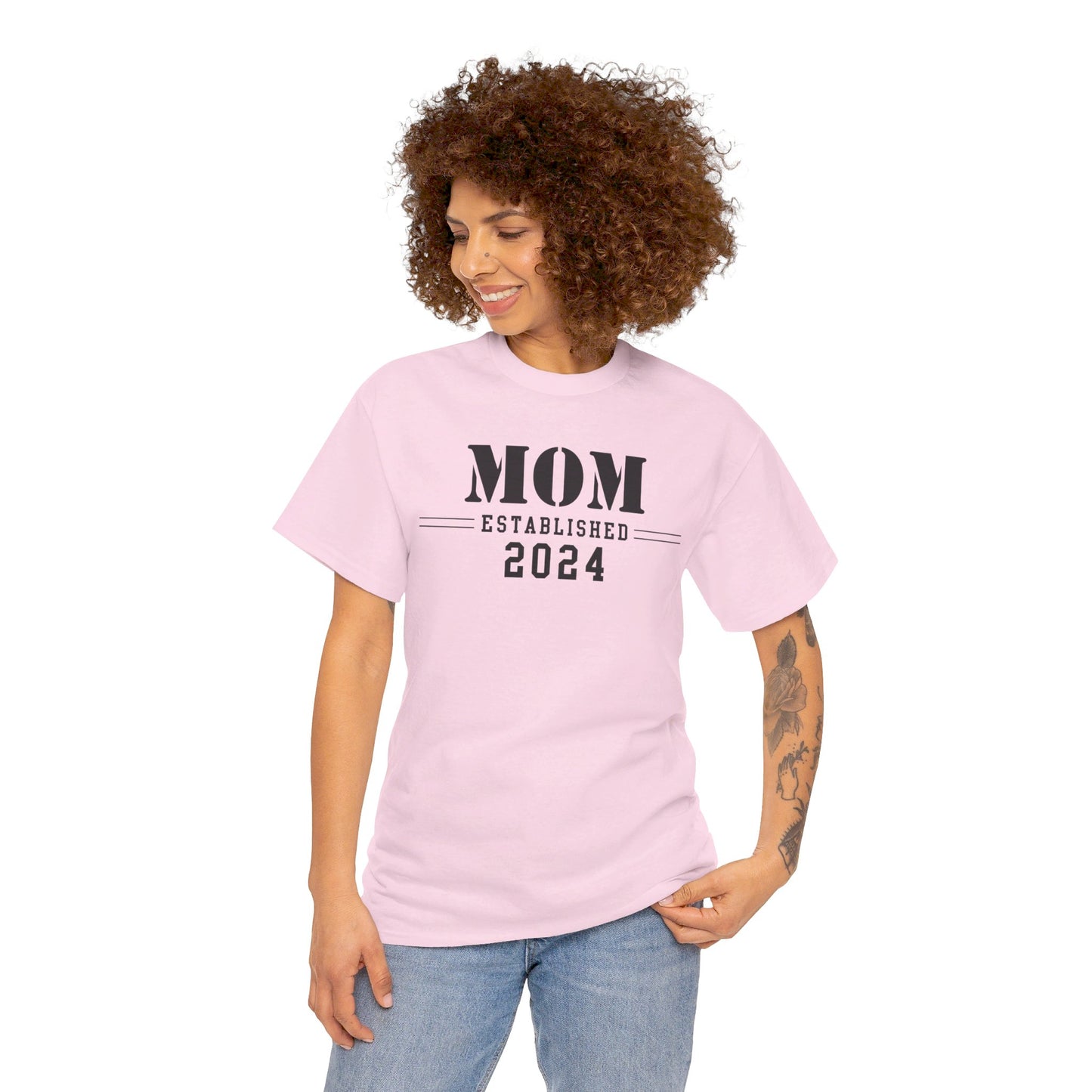 Mom Established 2024 Unisex Heavy Cotton Tee
