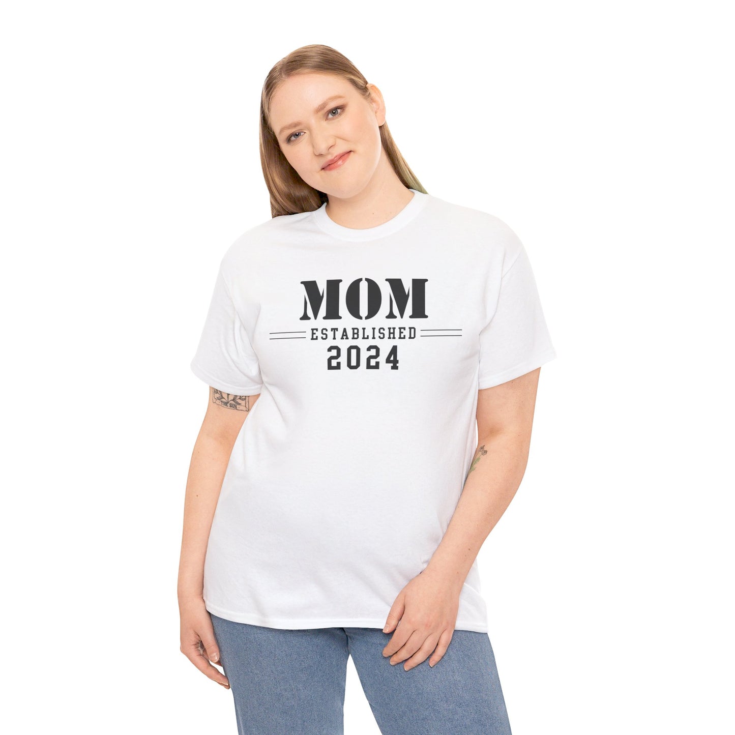 Mom Established 2024 Unisex Heavy Cotton Tee