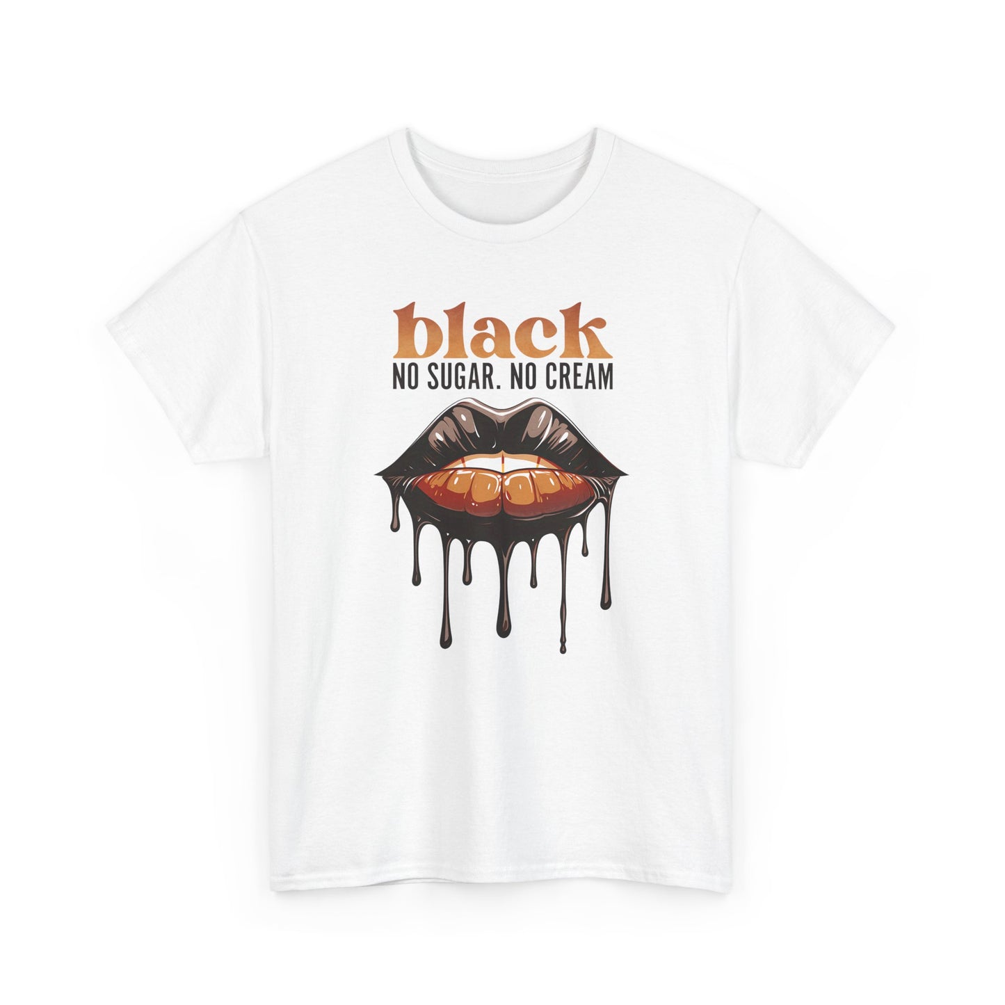 Unisex Graphic Tee: Black Coffee Statement Shirt with Dripping Lips Design
