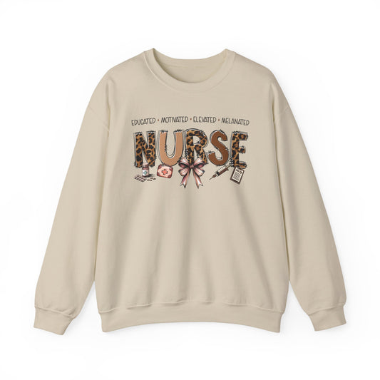 Educated Motivated Elevated Melanated Nurse Sweatshirt