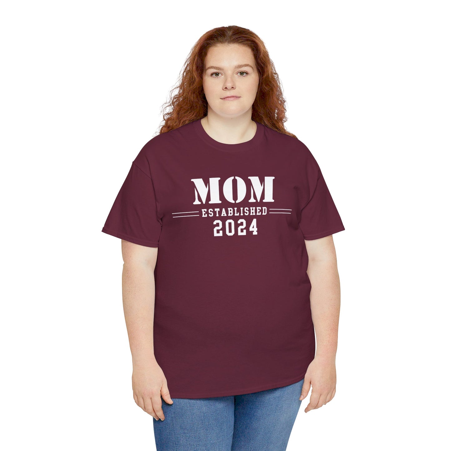 Mom Established 2024 Unisex Heavy Cotton Tee