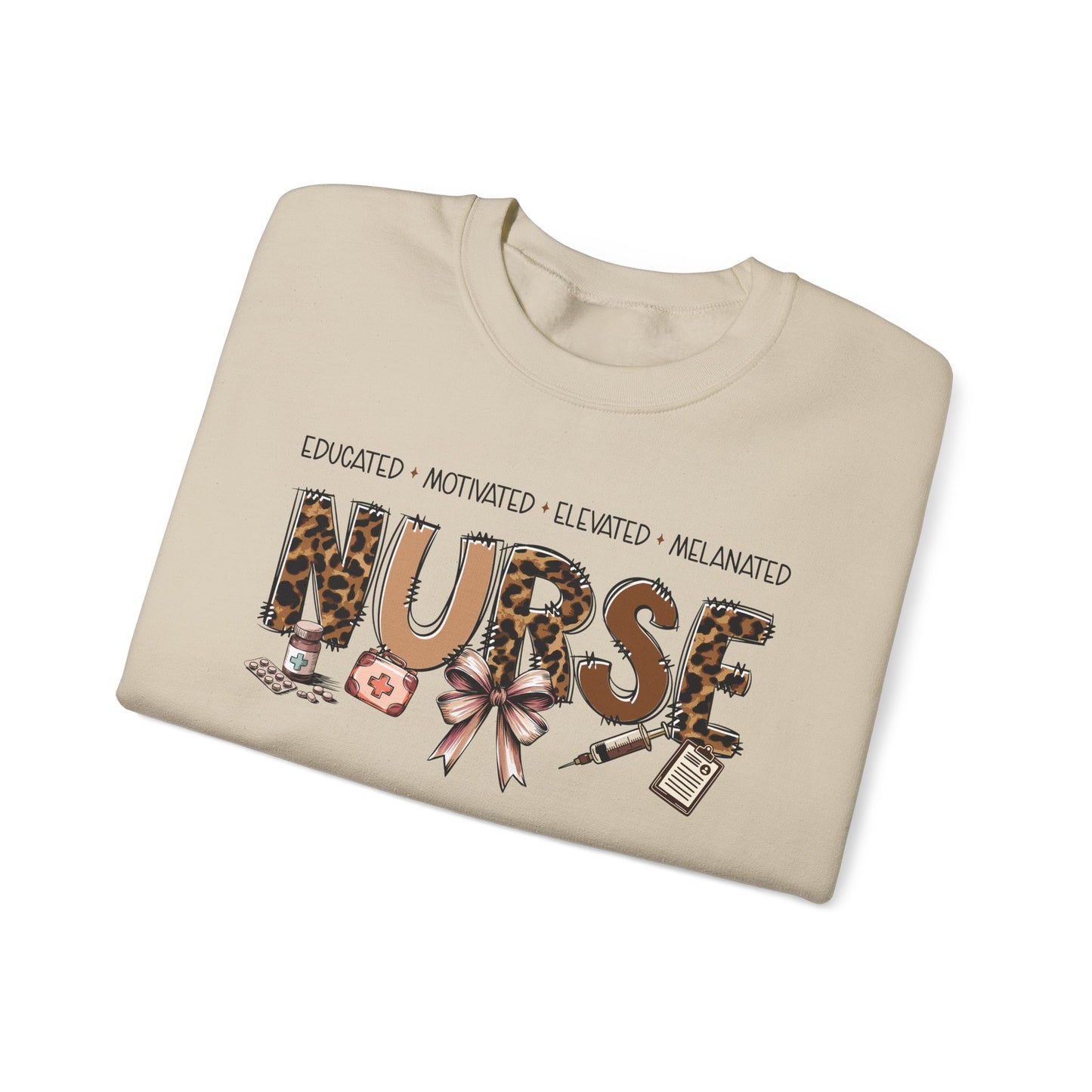 Educated Motivated Elevated Melanated Nurse Sweatshirt