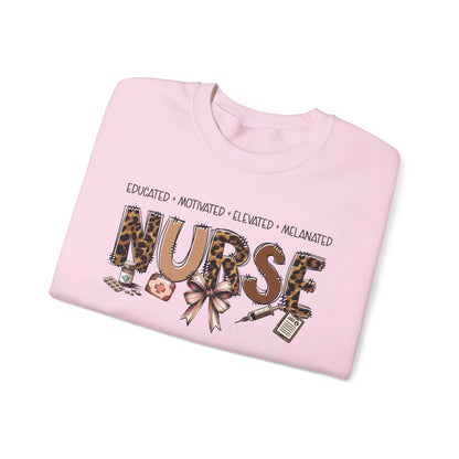 Educated Motivated Elevated Melanated Nurse Sweatshirt