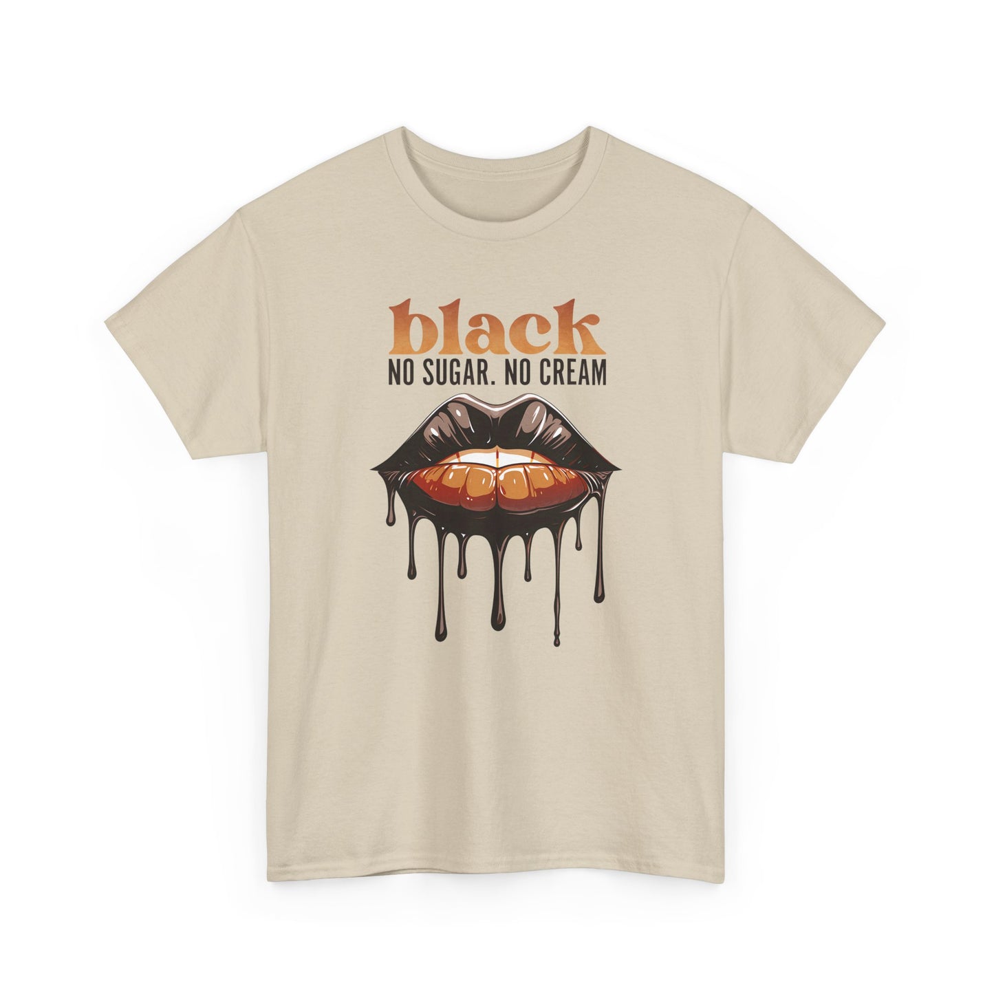 Unisex Graphic Tee: Black Coffee Statement Shirt with Dripping Lips Design