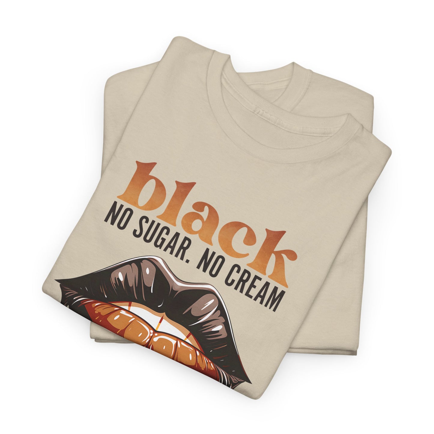 Unisex Graphic Tee: Black Coffee Statement Shirt with Dripping Lips Design
