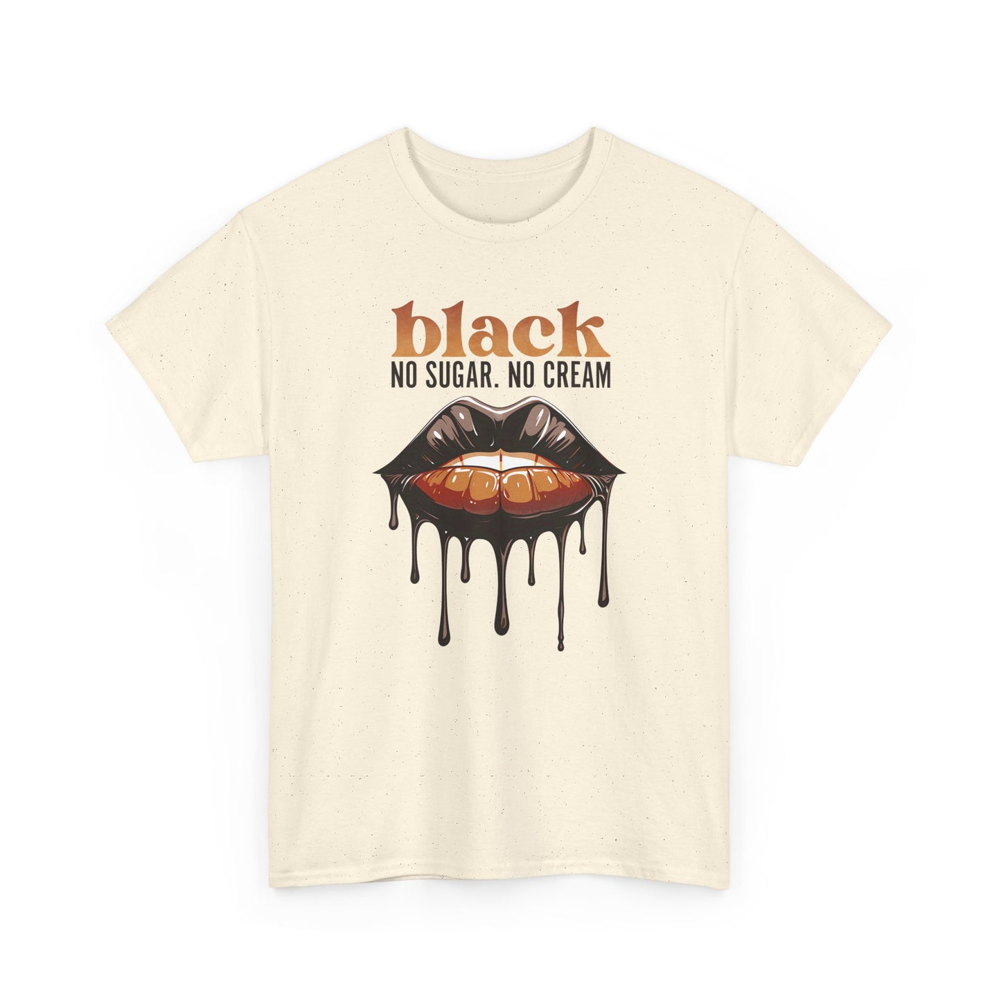 Unisex Graphic Tee: Black Coffee Statement Shirt with Dripping Lips Design